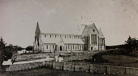 Trinity Church in 1879, the chapel-of-ease in the City of Hamilton, Bermuda, for the then-Bishop of Newfoundland and Bermuda (the Cathedral of St. John the Baptist was at St. John's, Newfoundland).