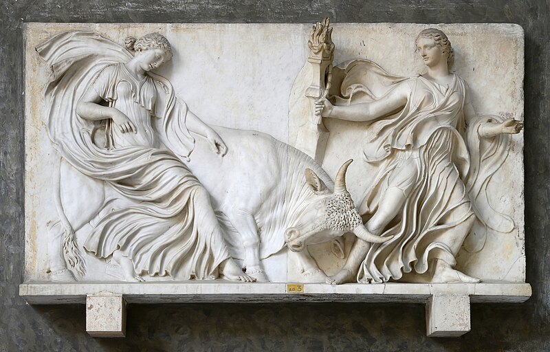 File:Two Bacchantes and a Bull (Vatican Museums) September 2015.1a.jpg