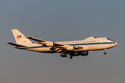 An E-4 on landing approach at Tinker AFB.