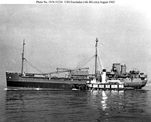 USS Enceladus (AK-80), built at Penn-Jersey Shipbuilding in August 1943 with original Navy configuration. Note Whirley crane that was part of the original N3-M-A1 design. USS Enceladus AK-80 N3-M-A1 USN 19-N-51234.jpg