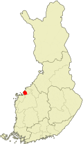 Kaart met de locatie van Uusikaarlepyy