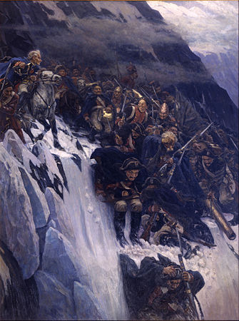 Vasily Surikov - Suvorov ylittämässä Alpit vuonna 1799 - Google Art Project.jpg