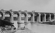 Spoorbrug van Auray in aanbouw in 1861