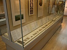 Tablets on display at the British Museum Vindolanda tablets 2.jpg