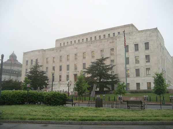 Adams Building from the south – part of the Library's Thomas Jefferson Building can be seen at left