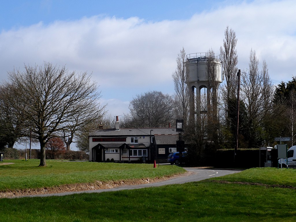 Water Tower and the White Horse pub at Tea Green - geograph.org.uk - 3430673