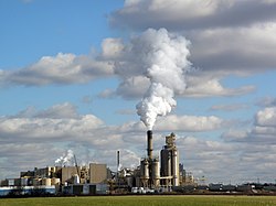 A corn wet-milling facility in Lafayette Indiana operated by A.E. Staley Manufacturing Company.