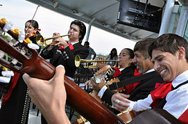 La Mariachi, muziko de ŝnuroj, kanto kaj trumpeto
