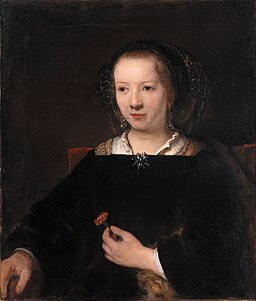 レンブラント・ファン・レイン「カーネーションを持つ若い女性（Young Woman with a Carnation）」,Workshop of Rembrandt van Rijn - Young Woman with a Carnation - Google Art Project
