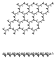 頁矽酸鹽，由六個四面體單元的環組成的單層結構，葉沸石（zeophyllite）