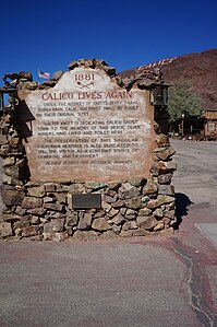 "Calico lives again" memorial Ghost Town.6 Californie (USA).