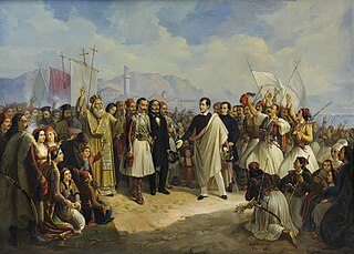 <i>The Reception of Lord Byron at Missolonghi</i> Painting by Theodoros Vryzakis