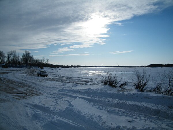 A wintery Tunguska River near Nikolaevka village.