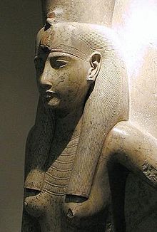 Nineteenth dynasty statue of Mut, part of a double statue, c. 1279-1213 BC, Luxor Museum 10 luxor museum - Mut - dated 19 dynasty c 1279 to 1213 BC.JPG