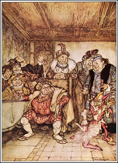 Hop-Frog, Trippetta, the king and his councilors, 1935 illustration by Arthur Rackham