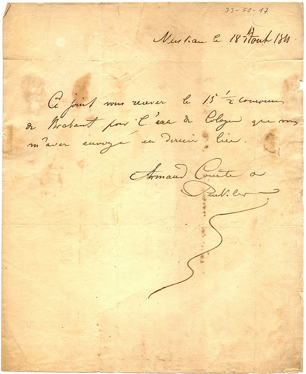 Letter of Count Puckler to Farina in Cologne 1811