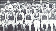 The 1957 freshman track and field team; Phil Knight is seated at the very left in the front row. 1957 Oregon Ducks freshmen track.jpg