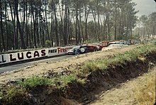 The aftermath of the nighttime accident at the Esses, which resulted in the retirement of cars 20, 34, 42, and 53.