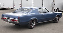 1969 Pontiac Grand Prix with SJ option pack. The rear end was much more subtle than the aggressive front 1969 Pontiac Grand Prix SJ in Liberty Blue Metallic, rear right.jpg