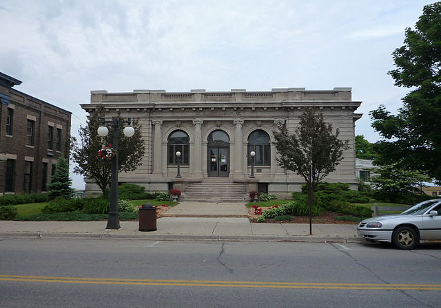 Spies Public Library is on the waterfront in downtown Menominee.