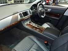 Interior of a 2010 Jaguar XF; with a rotary knob style gear selector on the central console 2010 Jaguar XF (X250) sedan (2010-10-16).jpg