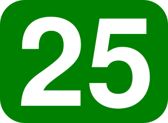 File:25 white, green rounded rectangle.svg