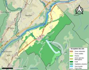 Kolorowa mapa przedstawiająca użytkowanie gruntów.