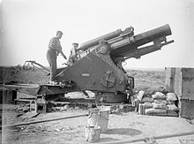 9.2-inch howitzer in action on the Somme, 1916. 9.2 inch howitzer Carnoy Valley September 1916 IWM Q 1294.jpg