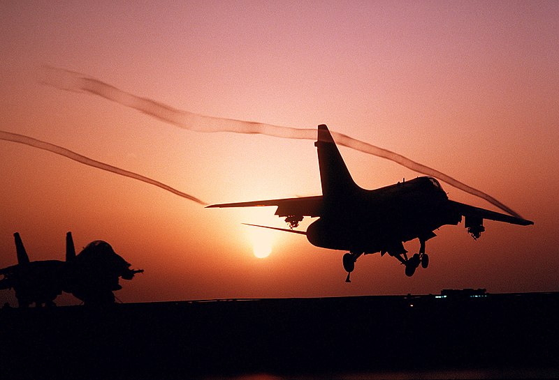 File:A-7E Corsair II sunset.jpg