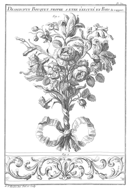Planche 301 - Dessein d’un Bouquet, propre a etre éxecuté en Bois de rapport.