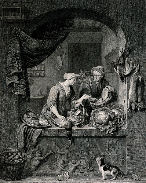 File:A cat is watching as a couple sort out their store and the d Wellcome V0039508.jpg