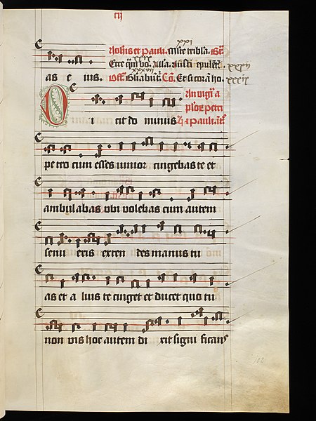 File:Aarau, Aargauer Kantonsbibliothek, MsMurFm 5, f. 102r – Graduale, pars de sanctis.JPG