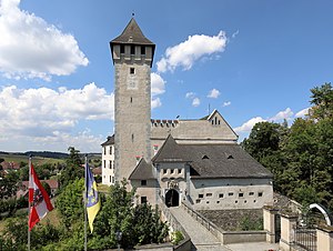 Oostelijk zicht op het kasteel