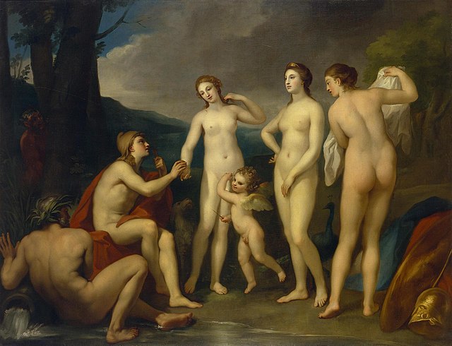 Anton Raphael Mengs; Judgement of Paris; circa 1757; oil on canvas; height: 226 cm, width: 295 cm, bought by Catherine the Great from the studio; Herm