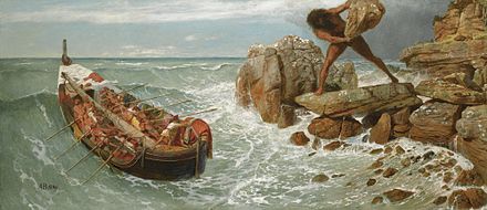 Odysseus and Polyphemus (1896) by Arnold Böcklin: Odysseus and his crew escape the Cyclops Polyphemus
