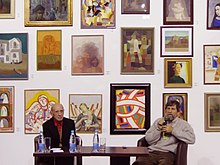 Artists V. Basanets and V. Maryniuk at a conference in Kyiv dedicated to Odesa nonconformism 2013 Artists V. Basanets and V. Maryniuk at a conference 2013.jpg