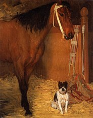 A l'écurie, cheval et chien, Edgar Degas, kira-kira 1861