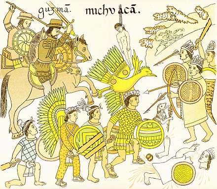 Cristóbal de Olid led Spanish soldiers with Tlaxcalan allies in the conquests of Jalisco and Colima of West Mexico.