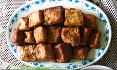 Tahu bacem, tofu simmered in palm sugar and spices