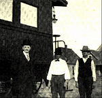 Inventor William Coffin Coleman and his workmen with the chapel car Evangel. Coleman outfitted the car with new lighting in 1911. Baptist chapel car Evangel.jpg