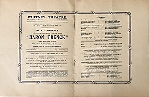 Programme from the London production of Baron Trenck (1911) Baron Trenck programme 1911.jpg