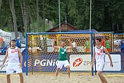 Deutsch: Beachhandball Europameisterschaften 2019 (Beach handball Euro); Tag 3: 4. Juli 2019 – Männer, Platzierungsrunde Gruppe IV, Schweden-Nordmazedonien 2:0 (20:10, 32:15) English: Beach handball Euro; Day 3: 4 July 2019 – Men Consolation Round Group IV – Sweden-North Macedonia 2:0 (20:10, 32:15)