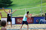 Deutsch: Beachhandball Europameisterschaften 2019 (Beach handball Euro); Tag 1: 2. Juli 2019 – Männer, Vorrunde Gruppe A, Deutschland-Norwegen 2:0 (22:14, 22:20) English: Beach handball Euro; Day 1: 2 July 2019 – Men Preliminary Round Group A – Germany-Norway 2:0 (22:14, 22:20)