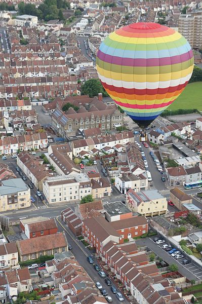 A hot air balloon in flight