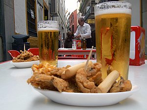 Beer with boquerones.