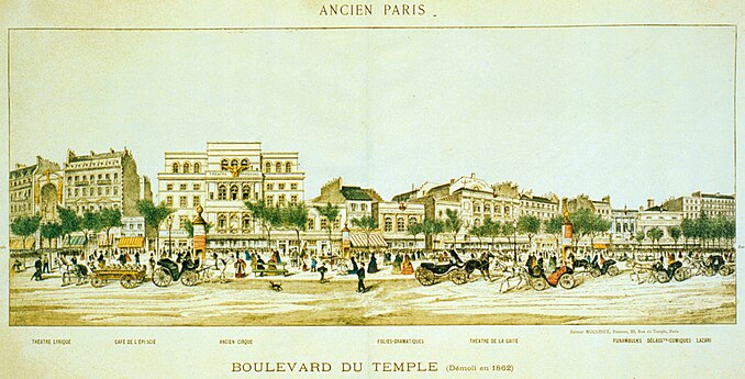 Parigi antica: Boulevard du Temple nel 1862