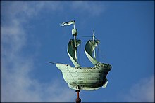 Copper galleon finial. Bradbury Buildings, Belfast (1) - geograph.org.uk - 586003.jpg