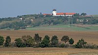 Pohled na bukovanský mlýn od jihovýchodu z výškového domu č. 1246 na sídlišti Zahradní v Kyjově