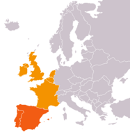 CIA: Western Europe (orange) and Southwestern Europe (dark orange)