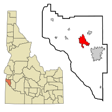Canyon County Idaho Incorporated and Unincorporated areas Caldwell Highlighted.svg